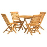 vidaXL 5-delige tuinset, massief teakhout