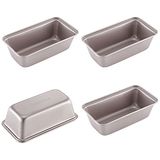 CHEFMADE Mini-broodpannenset, 5,5 inch, 4-delig, antiaanbaklaag, rechthoekig, brood en vlees, voor het koken in de oven en in de instant-pot (champagnegoud)