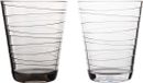 Gimex Linea Line Waterglas Streepjes 300 ml Zwart (2 stuks)
