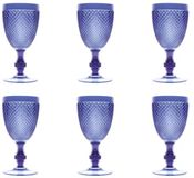 Set Excelsa Set van 6 Wijnglazen ‘Diamond’ – Blauw – 39 cl – Elegant Facetglas