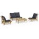 vidaXL 4-delige Loungeset met Kussens Bamboe Donkergrijs