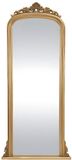 Vente-unique Grote spiegel van paulowniahout met sierlijsten - H.180 cm - Goud - MERRY