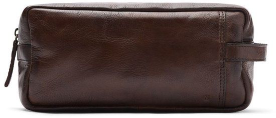 Manfield Bruine leren toilettas