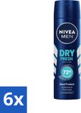 NIVEA Men Deodorant Spray Dry Fresh 150 ml - 6 stuks