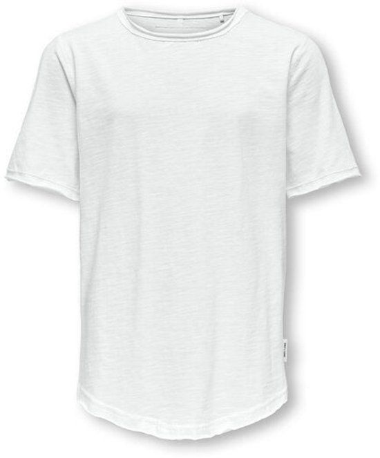 ONLY&SONS Jongens T-shirt wit Katoen Ronde hals Effen - maat 122/128