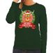 Bellatio Decorations Merry Christmas Foute kersttrui / sweater Rudolf - groen - voor dames XS