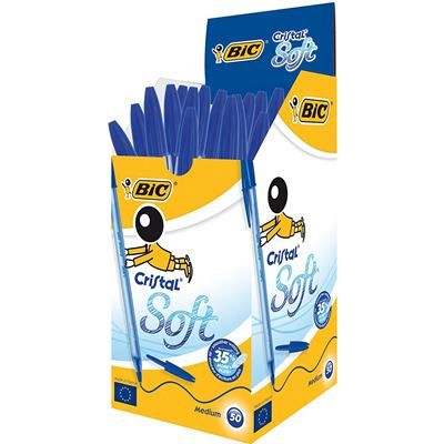 BIC Cristal Soft Blauw Stick balpen Medium - 50 stuks