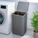 Wasmands met deksel, wasverzamelaar met 2 vakken, 100 liter, smal en hoog, Oxford-stof, stabiele constructie, grijs