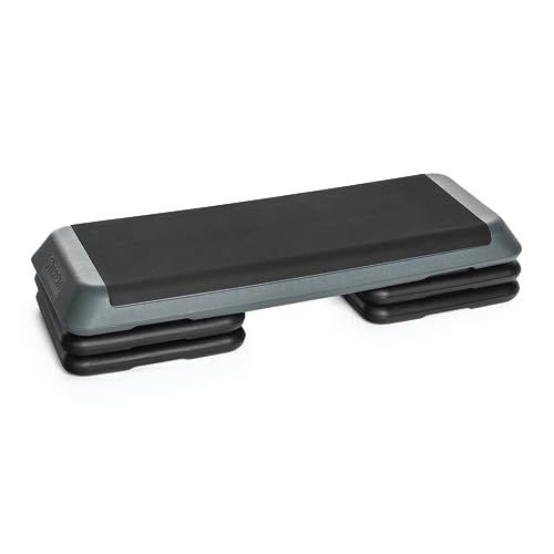TREXO Aerobic Stepper - Adjustable Height - Large Top - Up to 250kg - Grey