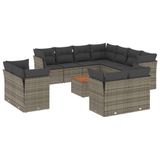 VidaXL 12-delige Loungeset met Kussens Poly Rattan Grijs