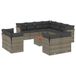 VidaXL Loungeset 12-delig avec coussins poly rotin gris