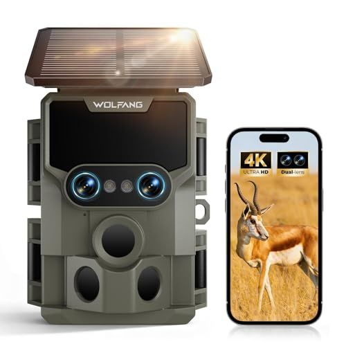 WOLFANG Wildlife Camera 64MP 4K Dual Lens Solar Trail Camera