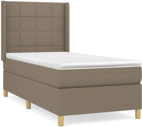 vidaXL Boxspring met matras stof taupe 100x200 cm