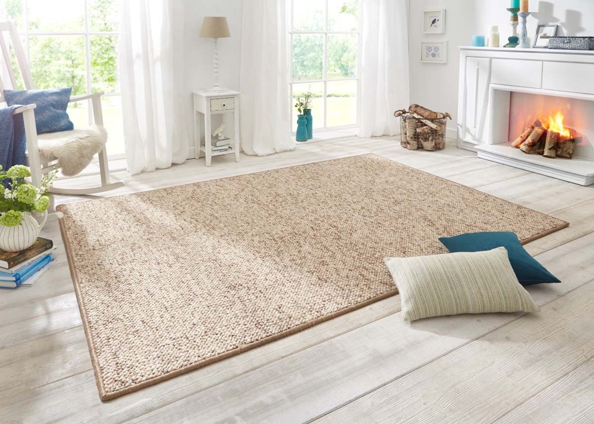 BT Carpet Vloerkleed Wol-optiek - beige/bruin 80x150 cm