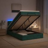 vidaXL Ottomaanse Bed met Matras en LED Donkergroen 120 x 190 cm