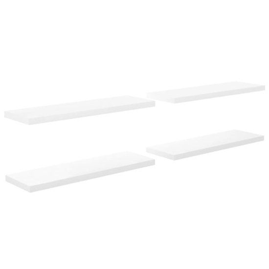 vidaXL Zwevende Wandschappen - 4 stuks - 120x23,5x3,8 cm - MDF - Hoogglans Wit