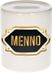 Bellatio Decorations Shoppartners Bv Spaarpot met voornaam Menno - wit - met goud/zwart embleem - 8 x 9 cm - keramiek - met afsluitdop - cadeau verjaardag