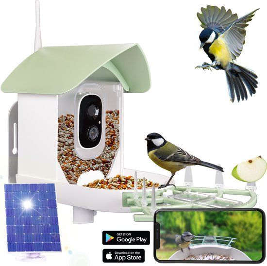 Silvergear Vogelhuisje met Camera en App - AI Vogelherkenning - Nachtvisie - Vogelvoederhuisje op Paal / Hangend - Vogelvoederstation met Geluid en WiFi - Bird Feeder