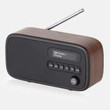 Unyqoos® Radio numérique sans fil (DAB, FM) – Design noyer vintage, pile & micro-USB, stéréo 3W, 60 stations mémorisables, horloge numérique
