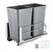 Latios Poubelle encastrable - Double bac à déchets extractible - 2 x 27 L (54 L total) - Glissières à fermeture douce - Montage porte - Pour meuble sous évier/meuble de cuisine - Gris