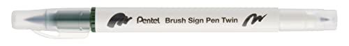 Pentel Penseel Sign Pen Twin Tip Olijfgroen - Pack van 10