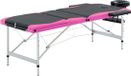 vidaXL Massagetafel inklapbaar 3 zones aluminium zwart en roze