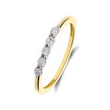 Lucardi Dames 14 karaat geelgouden ring met 5 diamanten 0,05 ct