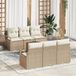 vidaXL Tuinbank Set met Kussen 7 Stuks Beige Poly Rattan