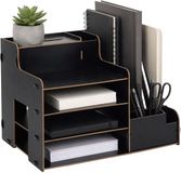 Merkloos Relaxdays documentenbak - zwart - 37x28x29 cm - met opbergruimte