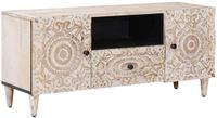 vidaXL TV-kast Wit 105 x 33,5 x 46 cm Massief Mango Hout
