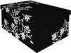 Merkloos Opbergbox - Zwart met witte bloemen - 49 l - 53 x 39 x 24 cm