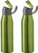 Merkloos Stricker Europe Aluminium waterfles/drinkfles met klepdop en handvat - 2x - groen - 650 ml