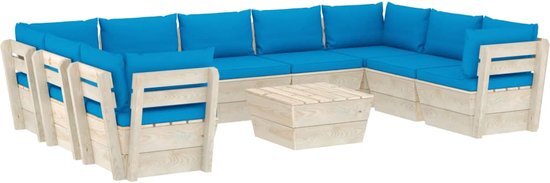 vidaXL 10-delige Loungeset met kussens pallet vurenhout