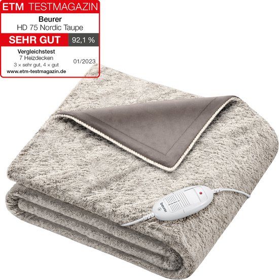 Beurer HD 75 Nordic Elektrische Bovendeken - 180x130cm - Taupe