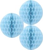 Merkloos / Sans marque Papieren kerstballen - 3x - lichtblauw - 10 cm - kerstversiering voor kerstboom