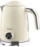 Klausberg - Elektrische Waterkoker met Thermometer en Warmhoudfunctie - RVS - 1.7L - 2200W - Beige