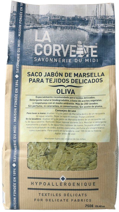 La Corvette Zakje Marseillezeep in olijvenkrullen 750 g