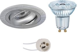 Qualu LED Spot Set - OSRAM Parathom PAR16 940 36D - Proma Alpin Pro - GU10 Fitting - Dimbaar - Inbouw Rond - Mat Zilver - 5.5W - Natuurlijk Wit 4000K - Kantelbaar Ø92mm