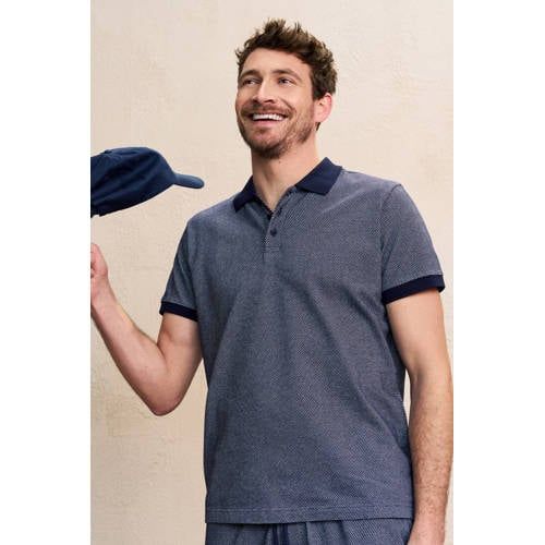 Anytime Polo met ingebreid patroon marineblauw