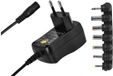Emos Universele Stroom Adapter 600mA - 100-240V AC - 3-12V DC - 1.5M kabel - Zwart