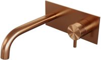 Brauer Copper Edition Inbouw Wastafelmengkraan met Gebogen Uitloop en Afdekplaat Model B1 Koper Geborsteld PVD