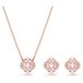 Swarovski Una set, Verschillende slijpvormen, Klavertje, Roze, Roségoudkleurige toplaag
