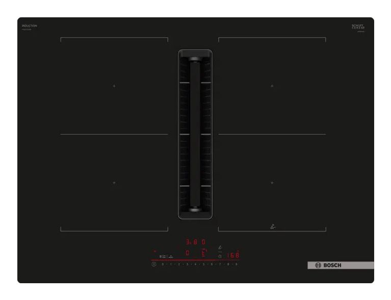 Bosch Serie 6 PVQ711H26E Inductiekookplaat met Geïntegreerde Afzuiging - Zwart - 71 cm