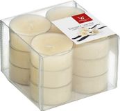 Trend Candles Geurtheelichtjes/Waxinelichtjes - 12x - Vanille Geur - 4 Branduren - Transparante Cup