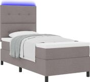 vidaXL Boxspringbed met LED-verlichting, taupe kleur, 80 x 200 cm, met stoffen bekleding