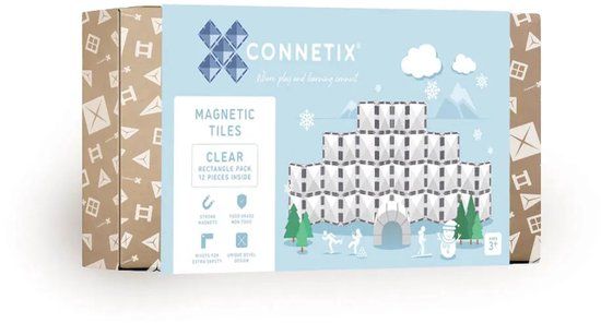 CONNETIX Magnetische Tegels Transparant Rechthoekpakket, 12 Stuks
