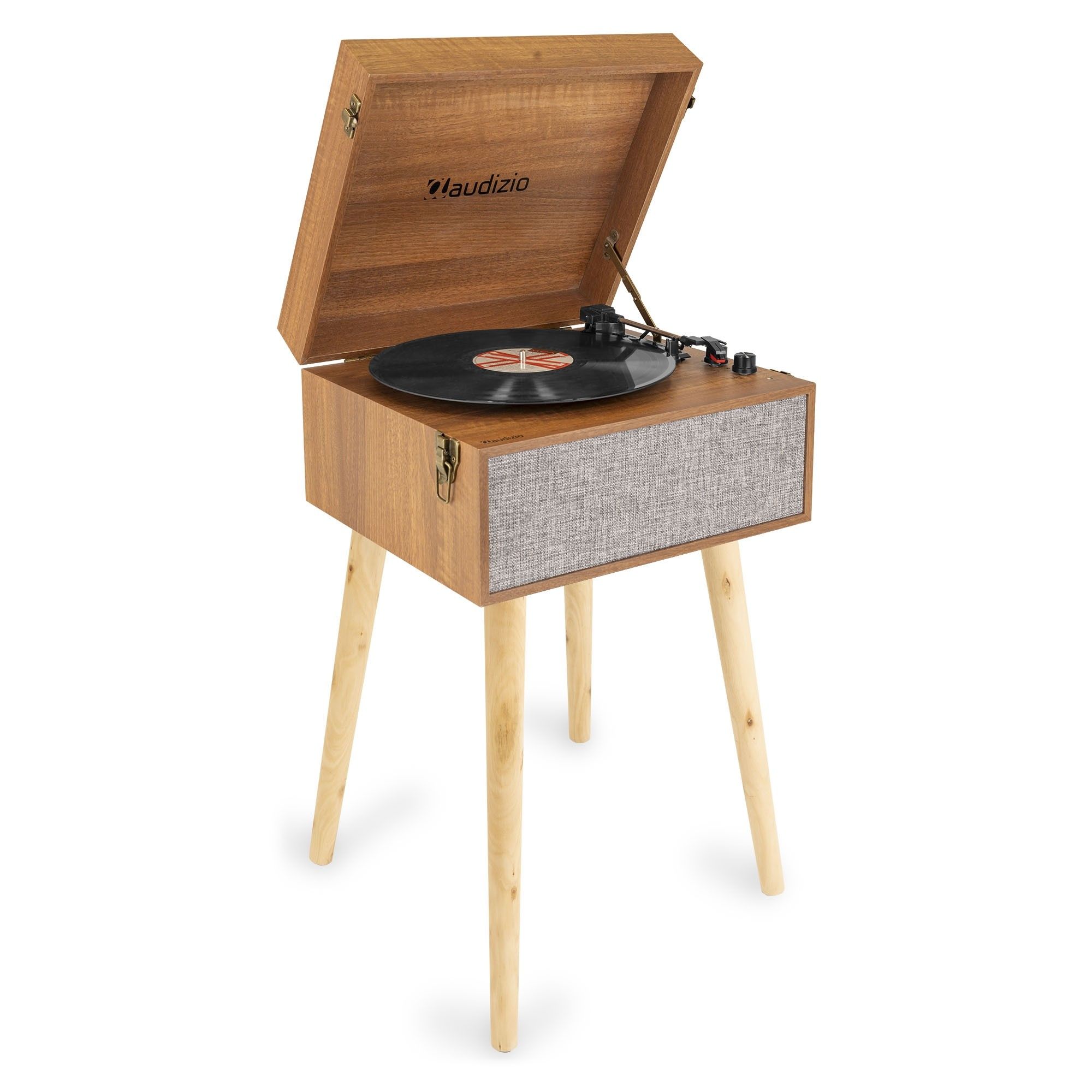 Audizio Fremont Platenspeler op poten - Retro platenspeler met meubel - Met Bluetooth - Houtlook