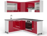 Vicco Hoekkeuken Fame-Line, Bordeaux hoogglans/Wit, 190 x 160 cm, WB Antraciet