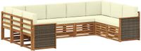 vidaXL Acacia Hout Bank Loungeset 7-delig Natuurlijk en Crème