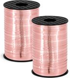 Non-branded Decorative ribbon plastic - 2x - rose gold - 5 mm x 225 meter
